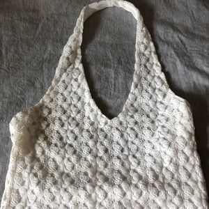 White halter crop top